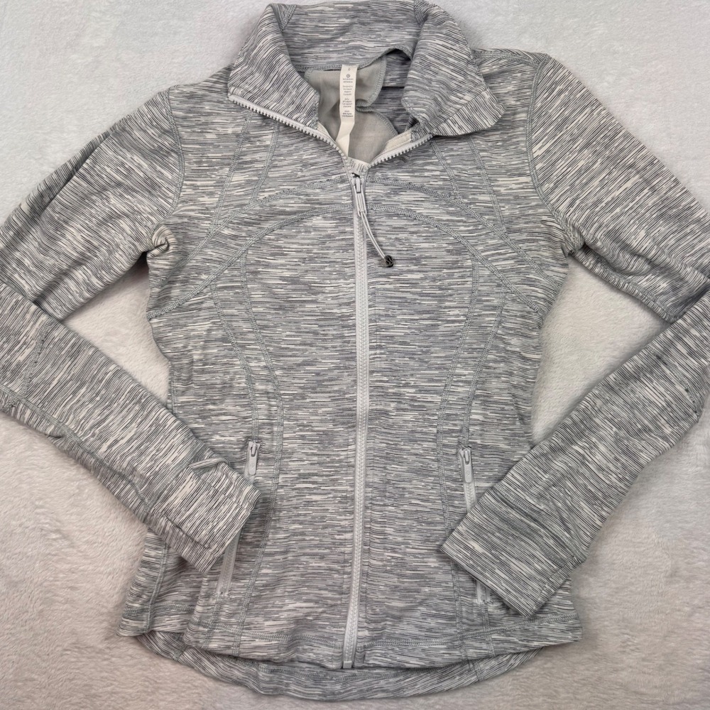 Lululemon Define Jacket Women 6 Grey Space Dye Heathered FullZip Yoga Activewear
